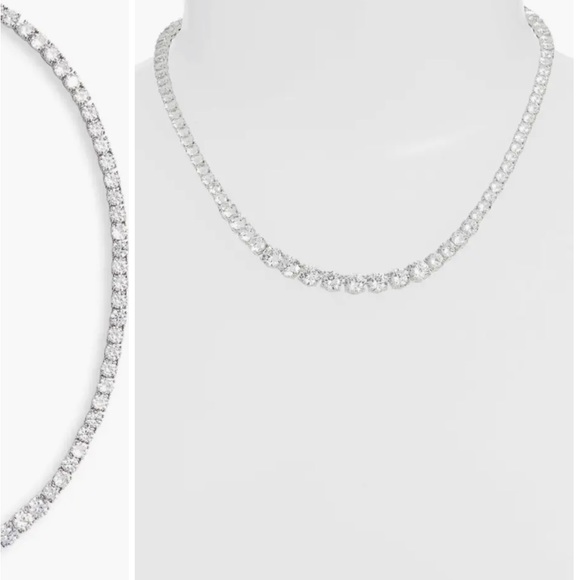 Gorgeous Sterling Silver CZ tennis necklace - Picture 3 of 4